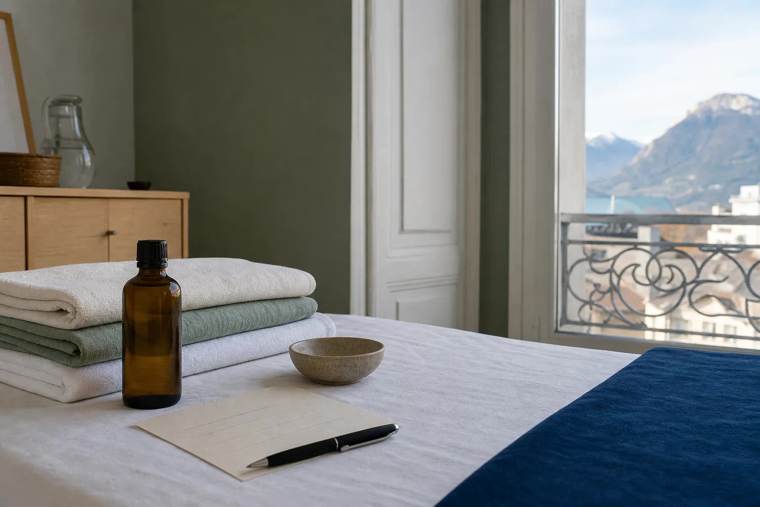 Détail calme évoquant un massage bien-être